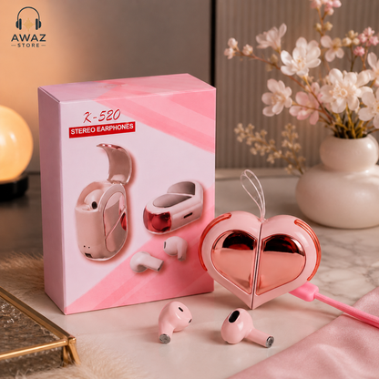 Premium 💖 Pink Pookie Heart Earbuds