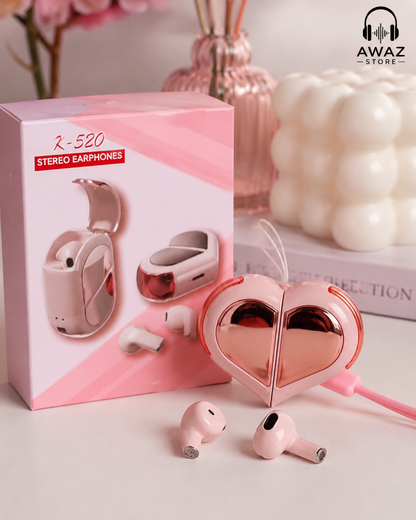 Premium 💖 Pink Pookie Heart Earbuds