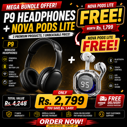 P9 Wireless Headphones + FREE NovaPods Lite